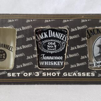 Jack Daniel Square Whiskey Shot 3 Glasses Set Vintage Distillery Advertising Barware
