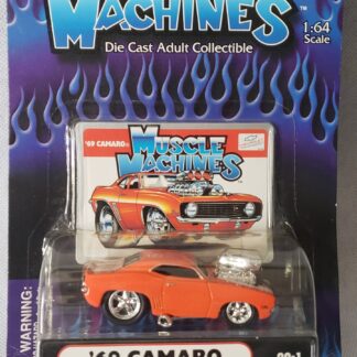 Orange Muscle Machines 1:64 Diecast 1969 Chevrolet Camaro Drag Racing Toy Car